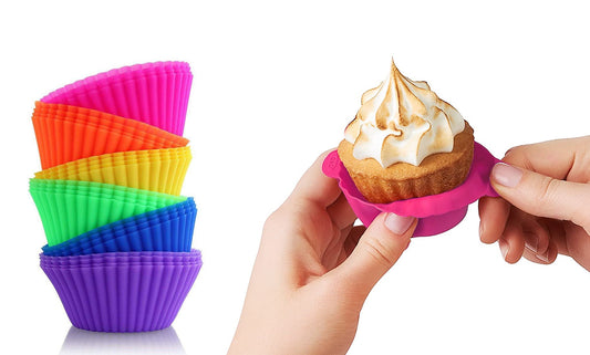 24-Pack: Multicolored Reusable Silicone Baking Cups Liner  for Cupcakes and Muffins