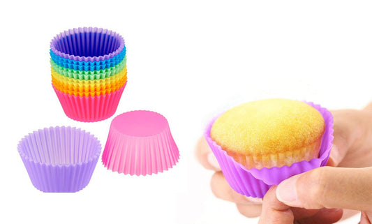 24-Pack: Multicolored Reusable Silicone Baking Cups Liner  for Cupcakes and Muffins