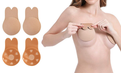 Rabbit Ear Invisible Adhesive Strapless Breathable Lifting Bra (2-Pairs)