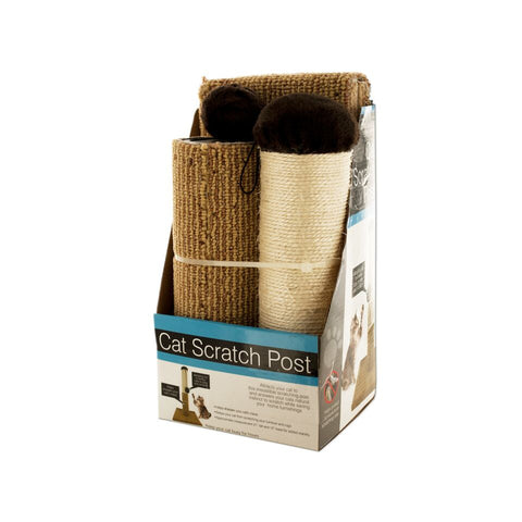 Multi-Textured Cat Scratch Post with Dangling Toy