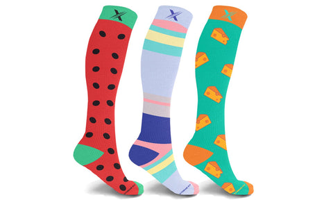 Novelty Knee-High Printed Compression Socks (3-Pairs or 6-Pairs)