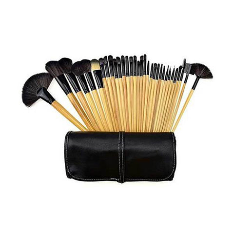 Set of 32 Piece Premium Synthetic Kabuki Makeup Brush Foundation Concealer Blush Face Eye Shadow Black Makeup Brush Set