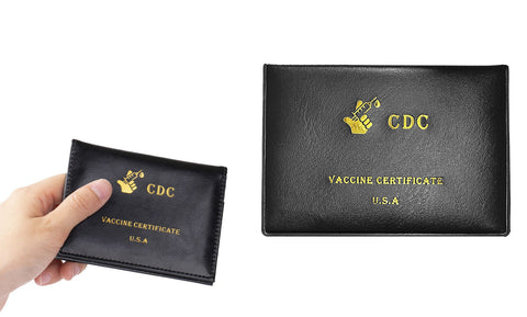2-Pack: Faux Leather CDC Vaccination Card Immunization Record Protector Holder Passport