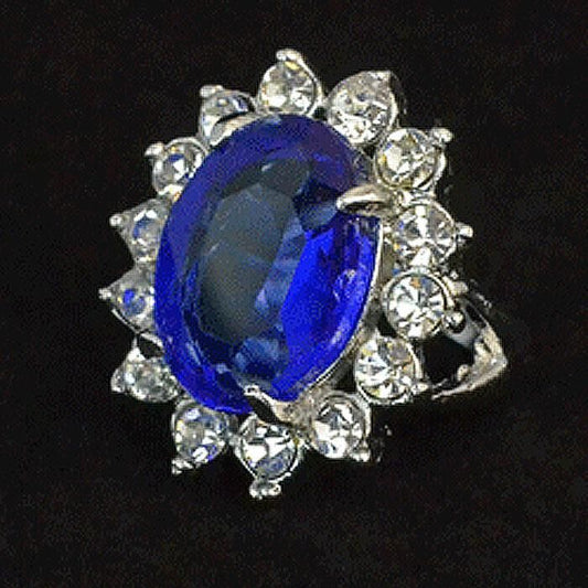 Crystal Blue Stone European Princess Ring