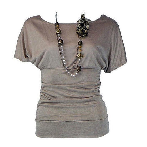 Ruched Fashion Shirt & Necklace - Assorted Colors