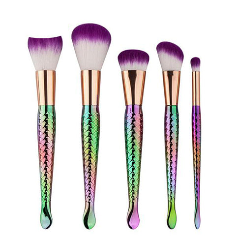 5-Piece Set: Rainbow Makeup Brushes