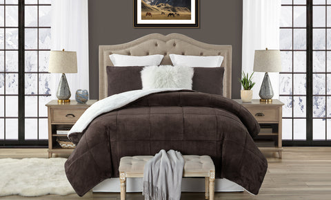 Faux Fur and Sherpa Reversible Comforter Set (3-Piece)