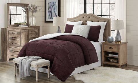 Faux Fur and Sherpa Reversible Comforter Set (3-Piece)