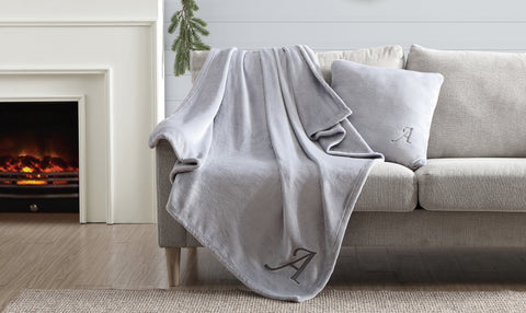 Premium Home Soft and Comfy Monogram Embroidered Throw (50" x 60")