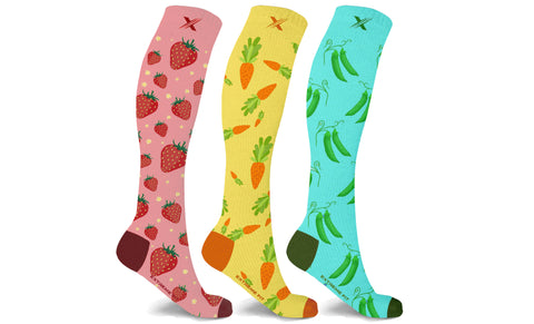 Fruity Fun Knee High Compression Socks  (3 Pairs)