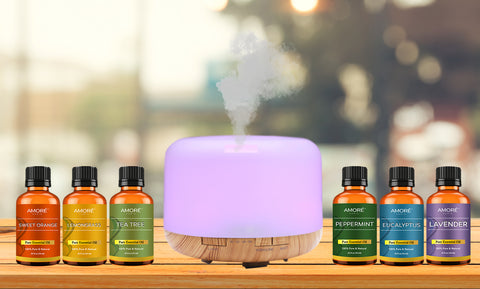 5 in 1 Premium Ultrasonic Aromatherapy Diffuser with Essential Oil Gift Set (7-Piece)