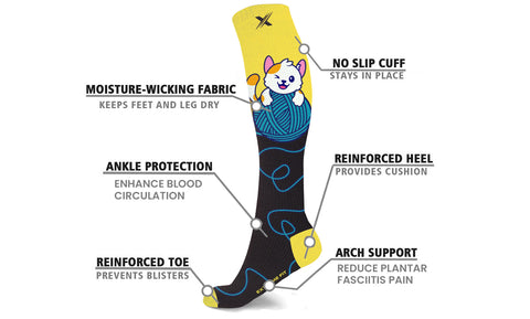 Pet Love Fun Expressive Knee High Compression Socks  (3 Pairs)
