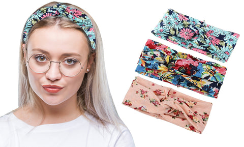 Women's Boho Floral Style Criss Cross Headband (3-Pack)