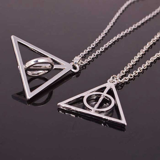 Silver Deathly Hallows Necklace, HP Inspired, Fandom Necklace, Potter fan!
