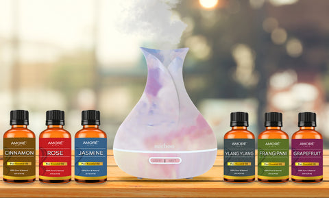 Tie Dyed Unique Ultrasonic Aromatherapy Mist Diffuser Humidifier With Essential Oil Gift Set (7-Piece)