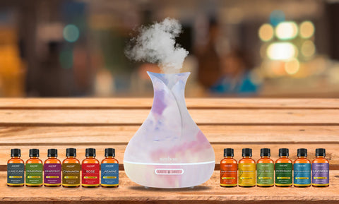 Tie Dyed Unique Ultrasonic Aromatherapy Mist Diffuser Humidifier With Essential Oil Gift Set (7-Piece)