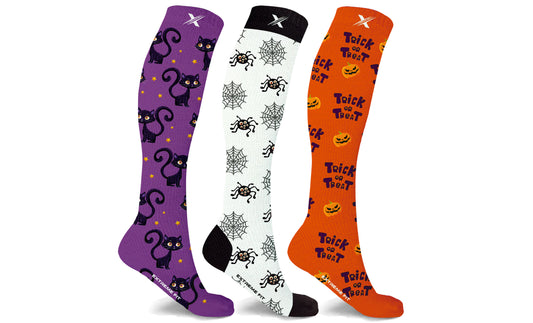 Halloween Trick Or Treat Knee High Compression Socks (3-Pairs)