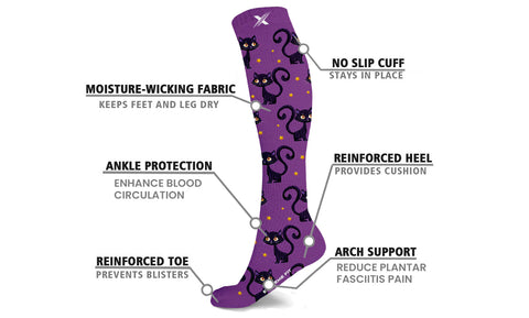Halloween Trick Or Treat Knee High Compression Socks (3-Pairs)