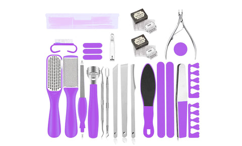 Professional Pedicure Kit 28 In 1, Foot Care File Set For Callus And Dead Skin Remover