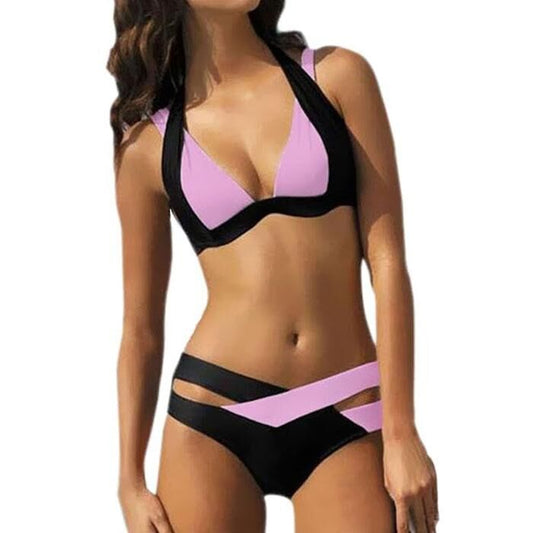 Women's Color Block Bandage Push-Up Bikini