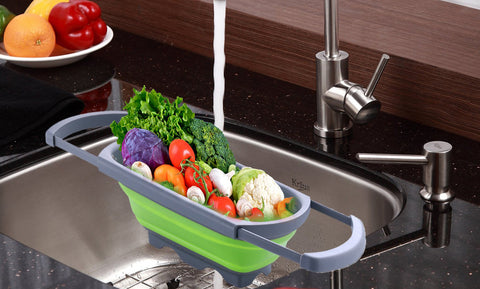 Large Over The Sink Collapsible Colander With Extendable Handles