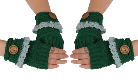 2-Pairs: Trendy Warm Fingerless Mitten Glove Set