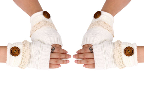 2-Pairs: Trendy Warm Fingerless Mitten Glove Set