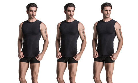 3-Pack: Men's Athletic Quick Dry Compression Base Layer Sport Shirt Sleeveless