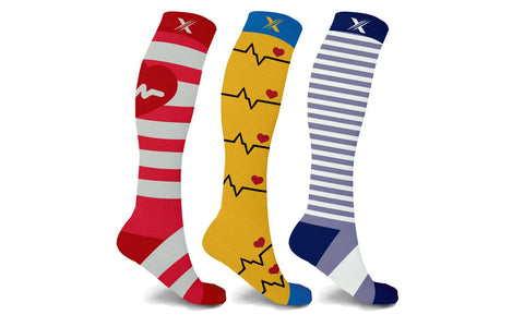 XTF Medical Prints Knee-High Compression Socks (3-Pairs or 6-Pairs)