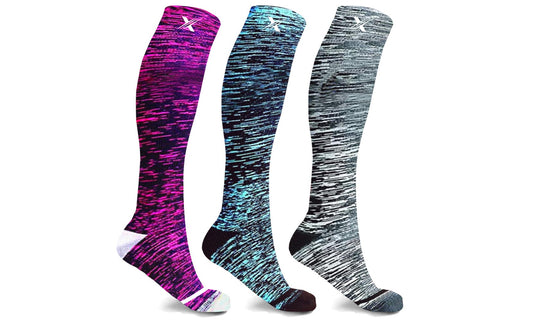 Space Dye Knitted Knee-High Compression Socks (3-Pairs or 6-Pairs)