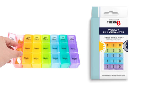 Colorful  3-Times Weekly Pills Vitamins Organizer with Large Compartments and Detachable Trays