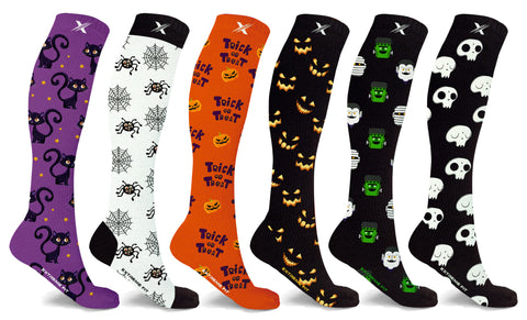 Halloween Trick Or Treat Special Knee-High Compression Socks (6-Pairs)