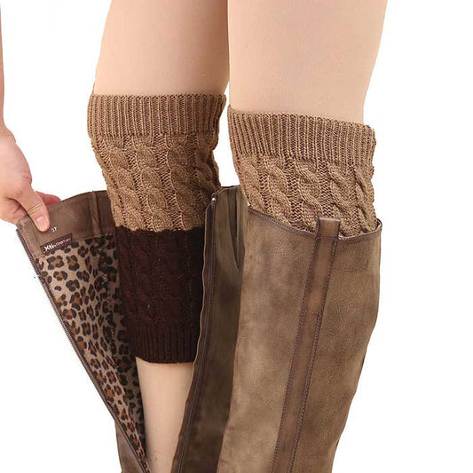 Two Tone Reversible Boot Cuff Socks with Button Down