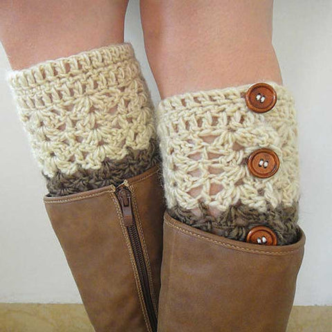 Two Tone Reversible Boot Cuff Socks with Button Down