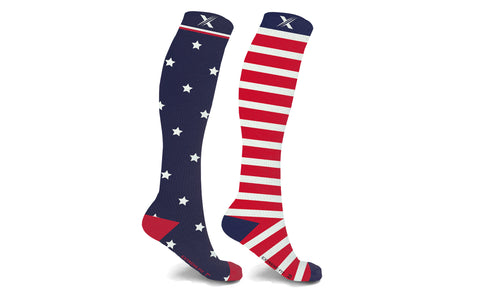 Mismatched Flag Knee High Compression Socks (1-Pair)