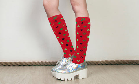 Christmas Themed Knee High Compression Socks (6-Pairs)