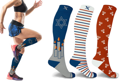 Hanukkah Celebration Knee High Compression Socks (3-Pairs)