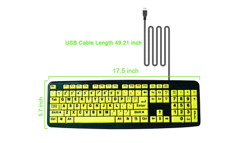 Large Print Computer Keyboard Wired USB Keyboard