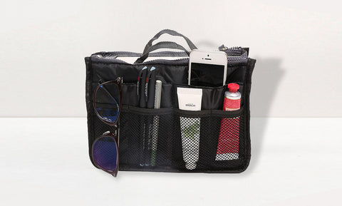 3-Pack: Women Travel Tote Handbag/Purse Insert Cosmetic Organizer Phone Pocketbook Passport Wallet With Zipper Cosmetic Travel Bag Insert