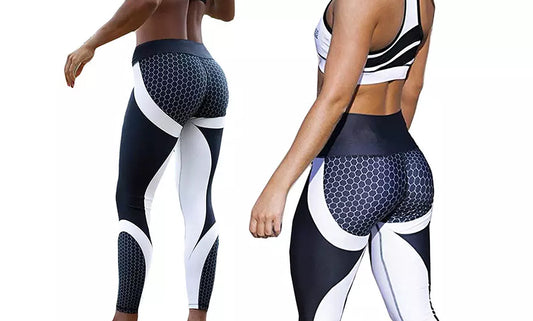 High-waisted Honeycomb Design Ruched workouts Fitness Yoga Gym Leggings Pants