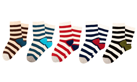5-Pairs : Unisex Striped Crew Compression Socks
