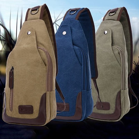 Lightweight Casual Canvas Unbalance Backpack Crossbody Sling Shoulder Bag Chest Bag for Men Women