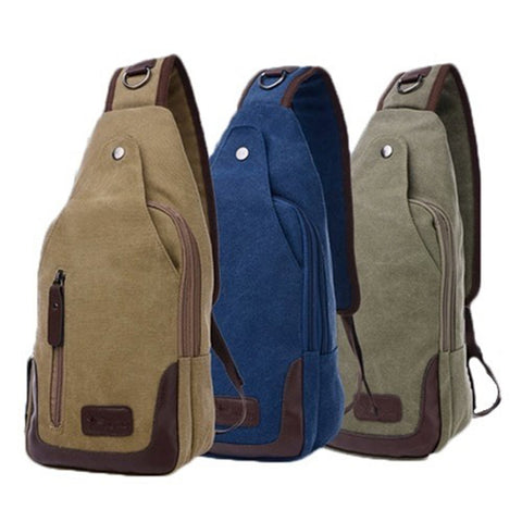Lightweight Casual Canvas Unbalance Backpack Crossbody Sling Shoulder Bag Chest Bag for Men Women