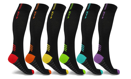 6-Pairs:  High Energy Graduated Compression Running Socks